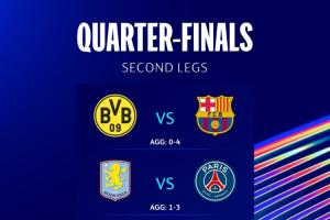 四强之争战火重燃!巴萨4球优势多特已绝境,维拉主场硬刚大巴黎